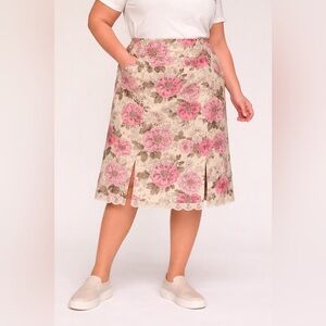 Venezia pink floral plus size midi skirt size 24